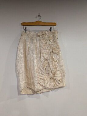 BCBGMaxAzria 100% Silk Woven Halter Dress Cream Size 10